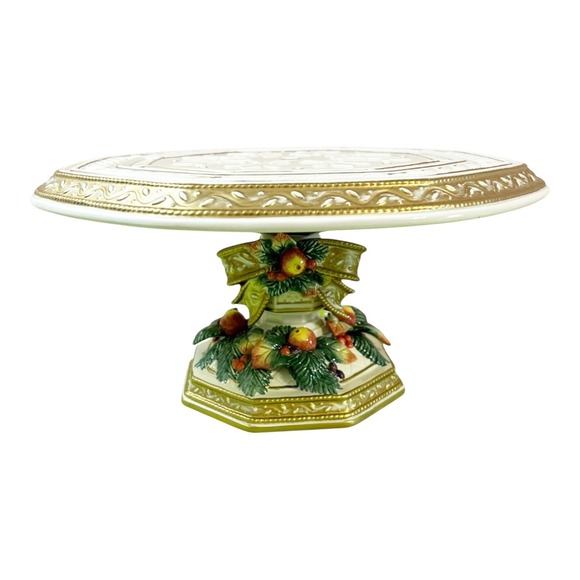 Other - Fitz & Floyd Christmas Octagaon Snowy Woods Footed Cake Plate